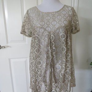Beautiful Lace with Metallic Weave Blouse